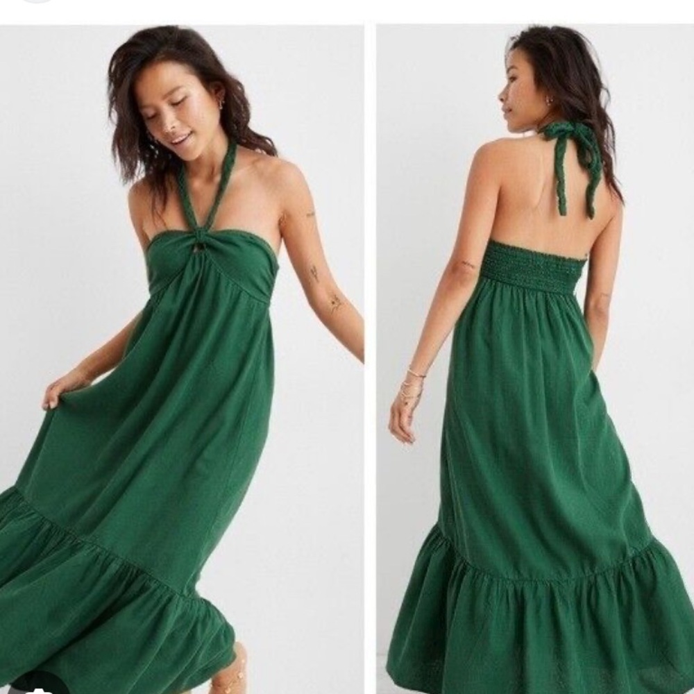Aerie Braided Tie Knot Halter Maxi Dress